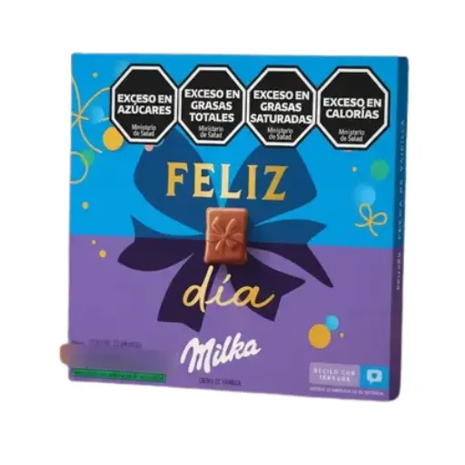 Bombones milka feliz dia con mensaje